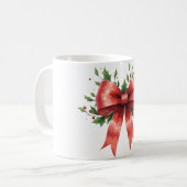 Mug Elegant Holiday Bow with Holly Leaves Design (Devant gauche)