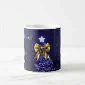 Mug Elegant Holiday Navy Christmas Trees Bows Gold  (Centre)