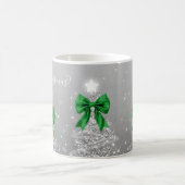 Mug Elegant Holiday Silver Christmas Trees Green Bows (Centre)