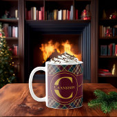 Mug Elegant Holly and Berries Holiday Monogram Name