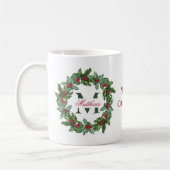 Mug Elegant Holly et Berries Wreath Joyeux Noël (Gauche)