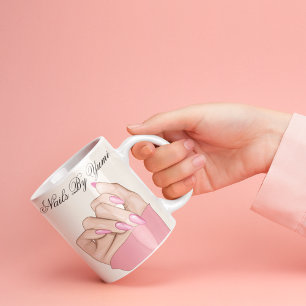 Mug Elégant Hot Rose ongles & Typographie Salon de bea