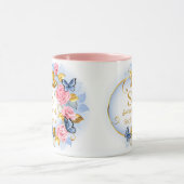 Mug Elegant Initial Floral Butterfly Monogram and Name (Centre)