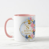 Mug Elegant Initial Floral Butterfly Monogram and Name (Gauche)