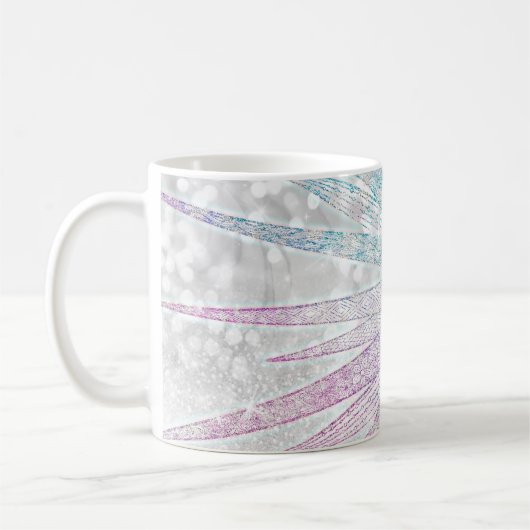 Mug Elegant Iridescent Sun Moon Mandala Silver Design (Gauche)