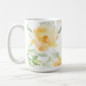 Mug Elégant jaune pêche orange aquarelle fleurie (Gauche)