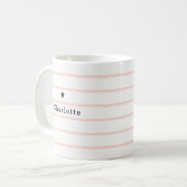 Mug Élégant Joli Chic Blush Rose Stripe Nom du coeur (Devant gauche)