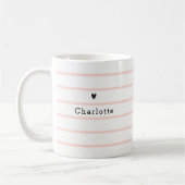 Mug Élégant Joli Chic Blush Rose Stripe Nom du coeur (Gauche)