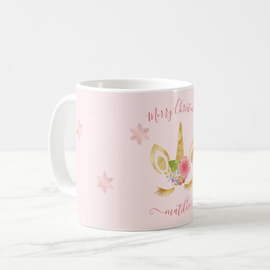 Mug Élégant joli joyeux Noël or parties scintillant li (Devant gauche)