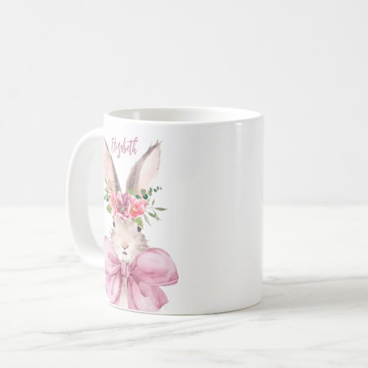Mug Élégant lapin arc rose (Devant gauche)