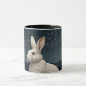 Mug Elégant lapin blanc Noël forêt enneigée (Centre)