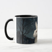 Mug Elégant lapin blanc Noël forêt enneigée (Gauche)