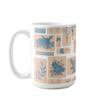 Mug Élégant Lapin Botanique Bleu et Motif Floral