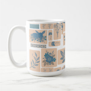 Mug Élégant Lapin Botanique Bleu et Motif Floral