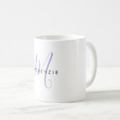 Mug Élégant Lavande Moderne Monogramme de script (Devant droit)