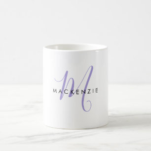 Mug Élégant Lavande Moderne Monogramme de script