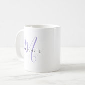 Mug Élégant Lavande Moderne Monogramme de script (Devant gauche)