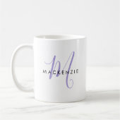 Mug Élégant Lavande Moderne Monogramme de script (Gauche)