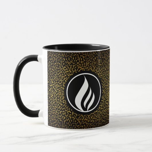 Mug Élégant logo personnalisé points dorés noir (Gauche)