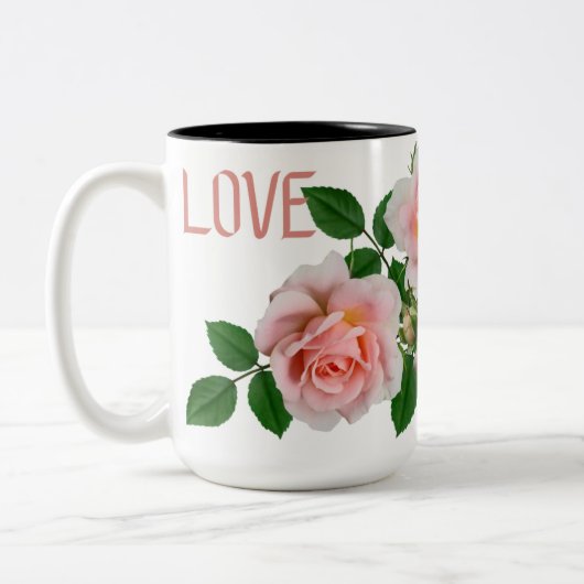 Mug élégant 'LOVE' Rose rose bicolore (Gauche)