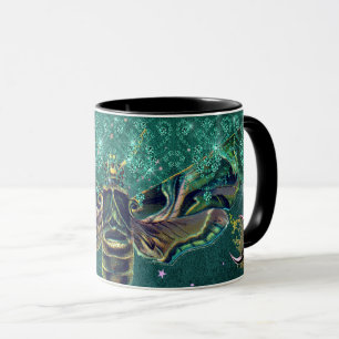 Mug Élégant lune émeraude nuit étincelante dentelle ve