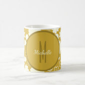 MUG ÉLÉGANT LUXE GOLD CREAM FLOWWER MONOGRAM FLORAL (Centre)