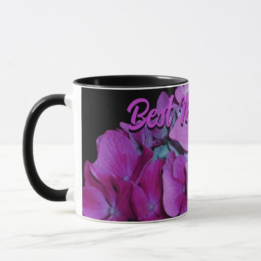 Mug Élégant magenta mauve hydrangée florale (Gauche)