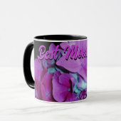 Mug Élégant magenta mauve hydrangée florale (Devant gauche)