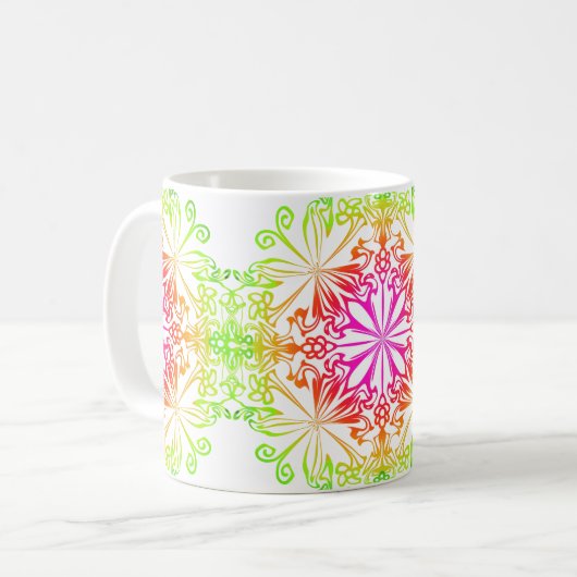Mug Elégant mandala botanique coloré (Devant gauche)