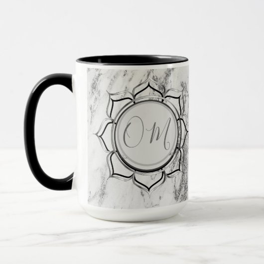 Mug Élégant Marbre Argent Lotus OM (Gauche)