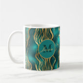 Mug Elégant marbre beige turquoise bleu Turquoise Mono (Gauche)