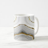 Mug Élégant Marbre blanc à huile or Monogramme (Devant droit)