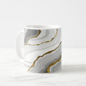 Mug Élégant Marbre blanc à huile or Monogramme (Devant gauche)