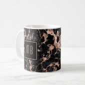 Mug Élégant marbre d'or Rose monogramme (Devant gauche)