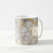 Mug Élégant marbre gris Monogramme Parties scintillant (Devant droit)