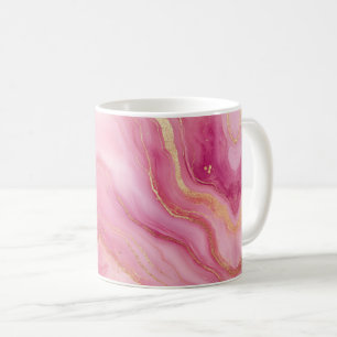 Mug Élégant marbre rose et or