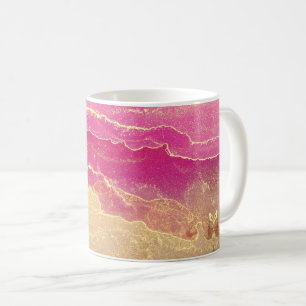 Mug Élégant marbre rose et or