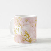 Mug Elégant marbre rose Monogramme Parties scintillant (Devant gauche)