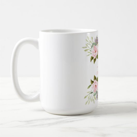 Mug Élégant Mariage de gerbes de fleurs rose 25e (Gauche)
