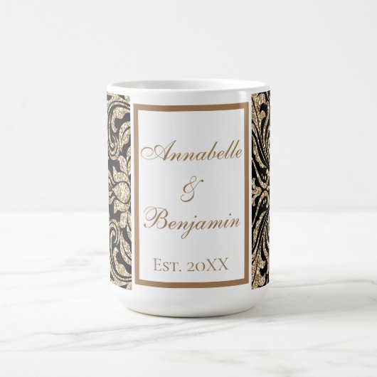 Mug Élégant Mariage de Parties scintillant White and G (Centre)