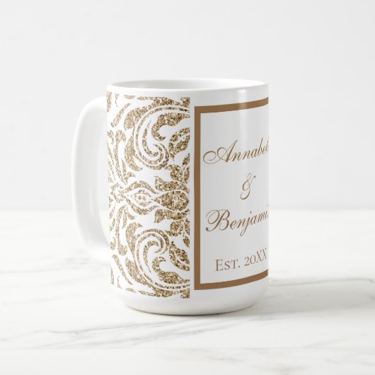 Mug Élégant Mariage de Parties scintillant White and G (Devant gauche)