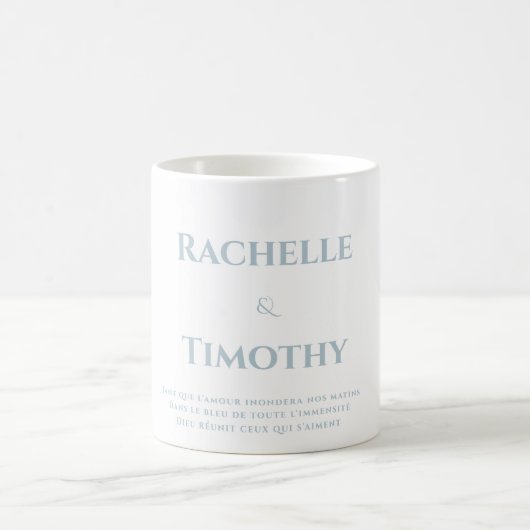 Mug Élégant Mariage de script gris blanc simple (Centre)