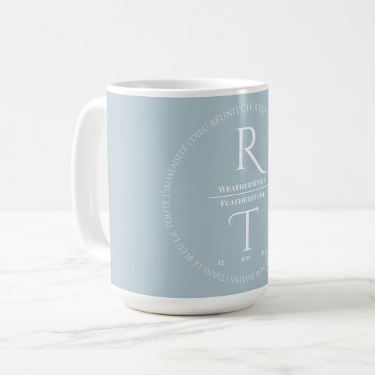 Mug Élégant Mariage de script gris blanc simple (Devant gauche)