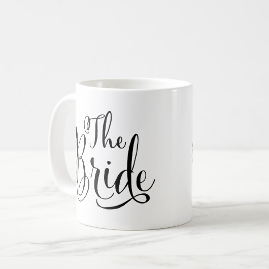 Mug Élégant Mariage de script noir de mariée (Devant gauche)