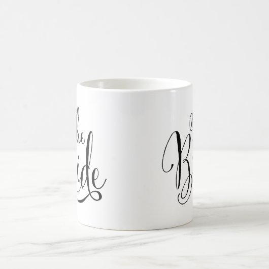 Mug Élégant Mariage de script noir de mariée (Centre)