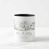 Mug Élégant Mariage moderne noir blanc or M. Mme (Centre)