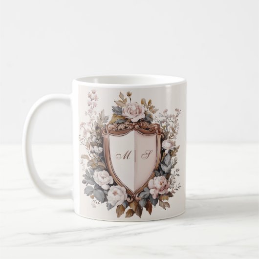 Mug Élégant Mariage Rococo Initiales (Gauche)