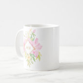 Mug Élégant Mariage rose d'aquarelle Floral Monogram (Devant gauche)