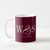 Mug Élégant marron initial couples mariages (Gauche)