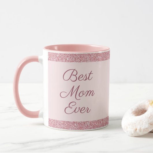 Mug Elegant Meilleure maman Rose Parties scintillant o (Avec donut)